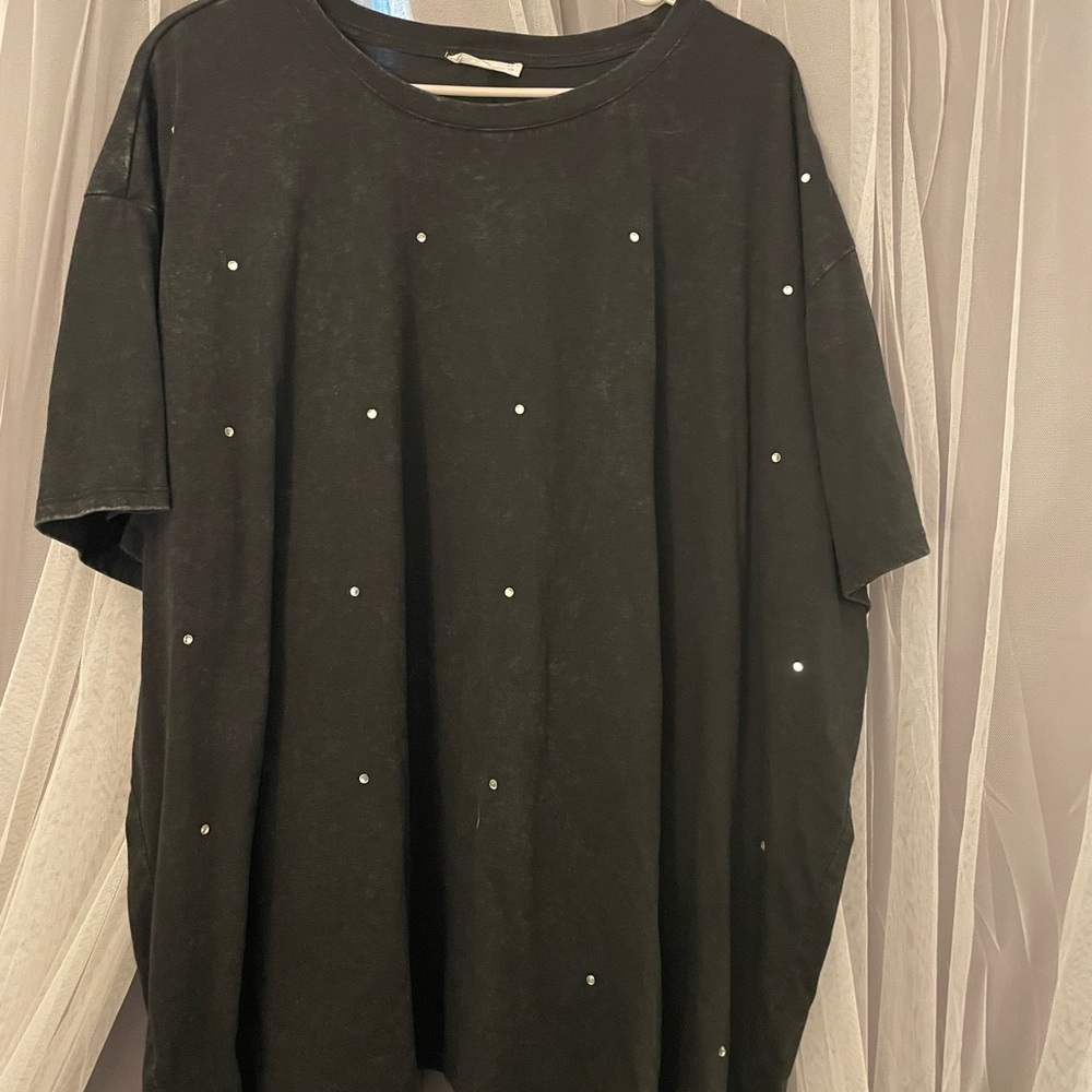 Edge Black Short Sleeve Tee with Studs